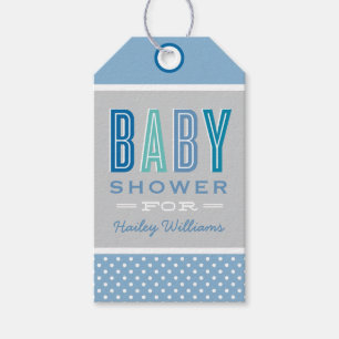 Chique Type Baby Jongen Douche Blauw en Grijs Cadeaulabel