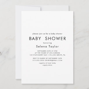 Chique typografie Baby Shower uitnodiging