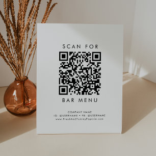 Chique Typografie Bar Menu QR Code Reclamebord Met Voetstuk