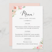 Chique Typografie Blush Roze Bloemen Bruiloft Menu (Voorkant / Achterkant)