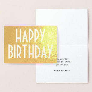 Chique  Typografie Elegant Happy Birthday Folie Kaarten