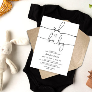 Chique Typografie Genderneutraal Baby shower Kaart