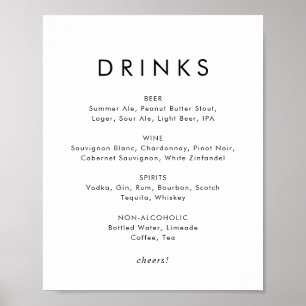 Chique typografie huwelijksdranken menukaart bord poster