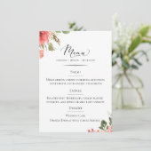 Chique Typografie Koraal Bloemen Bruiloft Menu (Staand voorkant)