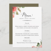 Chique Typografie Koraal Bloemen Bruiloft Menu (Voorkant / Achterkant)