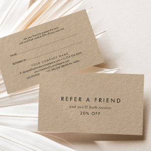 Chique Typografie Kraft Paper Verwijs Een Vriend Aanbevelingskaartje
