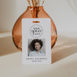 Chique Typografie Logo Foto QR Code Business ID Badge