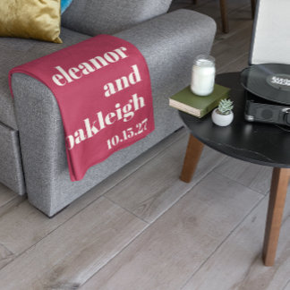 Chique Typografie Magenta Rood Ivoor Aangepaste Br Fleece Deken