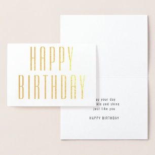 Chique  Typografie Minimalist Happy Birthday Folie Kaarten