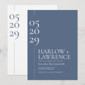 Chique typografie Periwinkle blauwe trouw uitnodig Kaart (Voorkant / Achterkant)