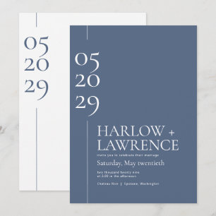 Chique typografie Periwinkle blauwe trouw uitnodig Kaart