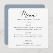 Chique Typografie Stoffig Blauw Bruiloft Menu (Voorkant / Achterkant)