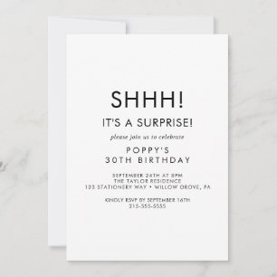 Chique typografie verrassingsfeest uitnodiging