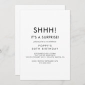 Chique typografie verrassingsfeest uitnodiging (Voorkant / Achterkant)