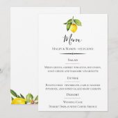 Chique Typografie Waterverf Lemon Bruiloft Menu (Voorkant / Achterkant)