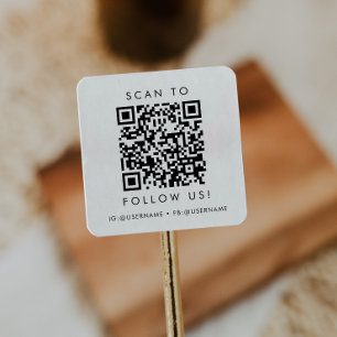 Chique Typografie Zakelijk Sociale Media QR Code Vierkante Sticker