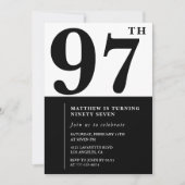 Chique uitnodiging voor 97ste verjaardag in zwart (Voorkant)