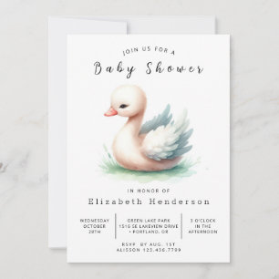 Chique uitprintbare zwaan baby shower kaart