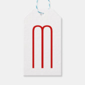 Chique Uniek Monogram Rood Wit Vlak Eenvoudig Cadeaulabel (Voorkant)