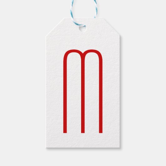 Chique Uniek Monogram Rood Wit Vlak Eenvoudig Cadeaulabel (Voorkant)