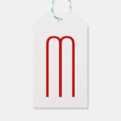 Chique Uniek Monogram Rood Wit Vlak Eenvoudig Cadeaulabel (Achterkant)