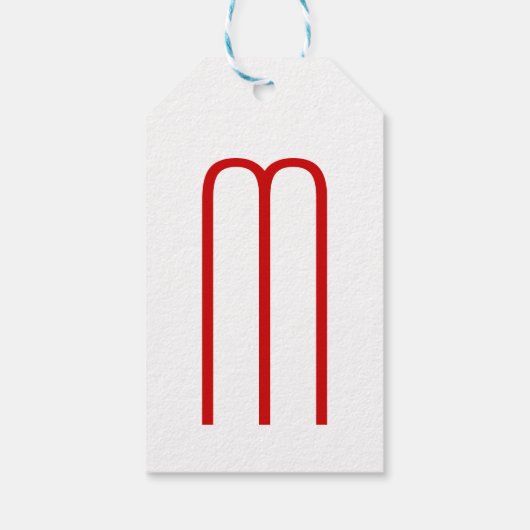 Chique Uniek Monogram Rood Wit Vlak Eenvoudig Cadeaulabel (Achterkant)