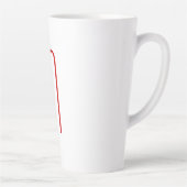 Chique Uniek Monogram Rood Wit Vlak Eenvoudig Latte Mok (Rechts)