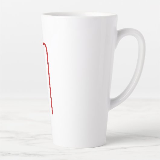 Chique Uniek Monogram Rood Wit Vlak Eenvoudig Latte Mok (Rechts)