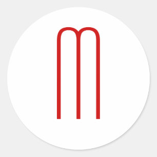 Chique Uniek Monogram Rood Wit Vlak Eenvoudig Ronde Sticker