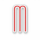 Chique Uniek Monogram Rood Wit Vlak Eenvoudig Sticker (Voorkant)