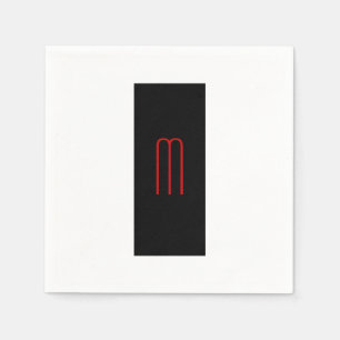 Chique Uniek Monogram Zwart Wit Eenvoudig Servet