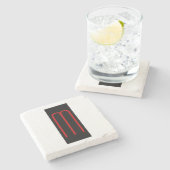 Chique Uniek Monogram Zwart Wit Eenvoudig Stenen Onderzetter (Zijkant)