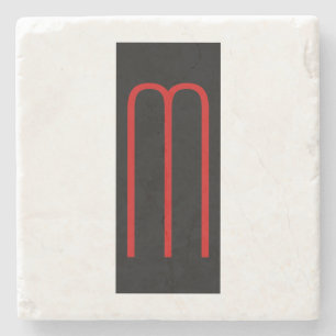 Chique Uniek Monogram Zwart Wit Eenvoudig Stenen Onderzetter