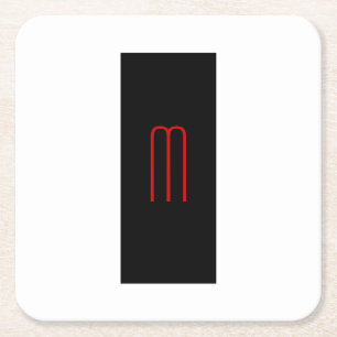 Chique Uniek Monogram Zwart Wit Eenvoudig Vierkante Kartonnen Onderzetter