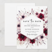 Chique unieke Bourgondische bruiloft Save The Date (Voorkant / Achterkant)