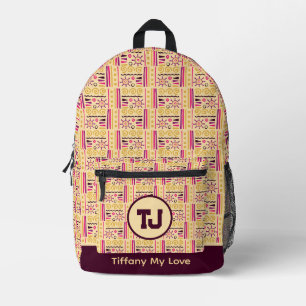 Chique vakantie-schoolrugzak met monogram bedrukte rugzak