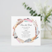 Chique veren krans. Boho trouwkaart save the date Kaart (Staand voorkant)