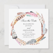 Chique veren krans. Boho trouwkaart save the date Kaart (Voorkant)