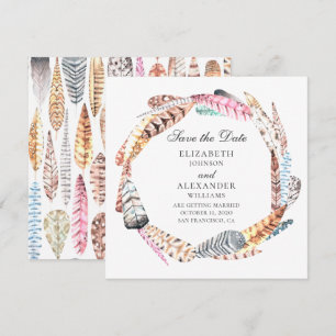 Chique veren krans. Boho trouwkaart save the date Kaart