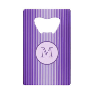 Chique verfijnden paarse aangepaste monogram kredietkaart flessenopener