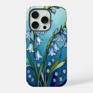 Chique vergeet-mij-nietje glas-in-lood iPhone 15 pro hoesje
