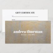 Chique verweerde grijze satijnen gouden cadeaukaar (Voorkant / Achterkant)