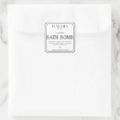 Chique vet modern zwart-wit badbomlabel vierkante sticker (Tas)