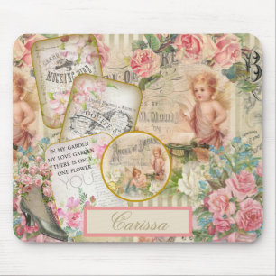Chique Victorian Ephemera Engelen Rozen Monogram Muismat