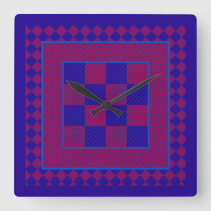 Chique vierkante wandklok, Paarse, blauw, pruimenp Klok