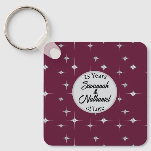 Chique vijfentwintigste Jubileum aangepaste paar f Sleutelhanger (Voorkant)
