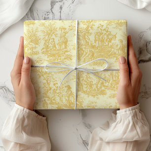 Chique vintage gele Toile de Jouy Cadeaupapier