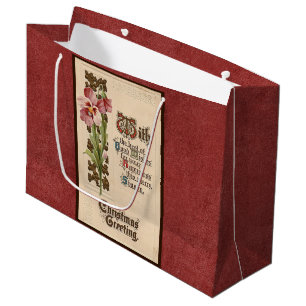 Chique Vintage Kerstgroet Op Antieke Roodtint Large Cadeautasje