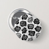 Chique vintage zwarte en witte rozen ronde button 5,7 cm (Voorkant /achterkant)