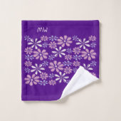 Chique Violet Roze Indigo Bloem Doodle geparafeerd Bad Handdoek (Wasdoekje)